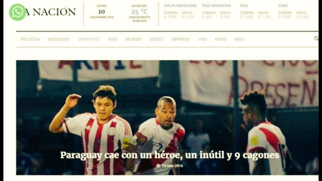 Periódico humilla a paraguayos - portada-la-nacion-1024x576