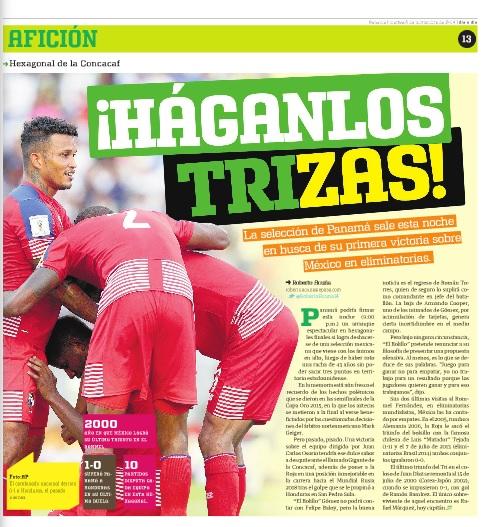 Prensa panameña calienta duelo ante México - portadas-panama-mexico