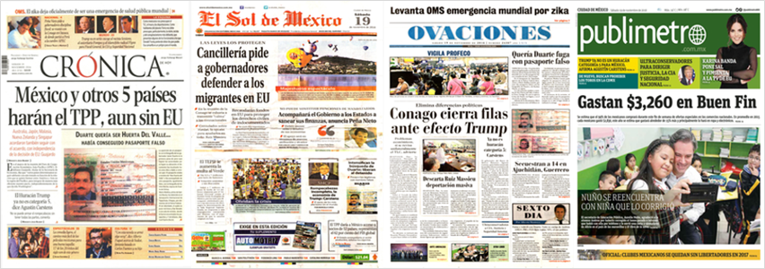 Duarte, Trump y Obama en las primeras planas de México y el mundo - primeras-planas-19-nov-2