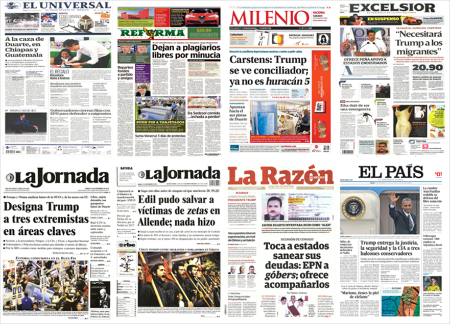 Duarte, Trump y Obama en las primeras planas de México y el mundo