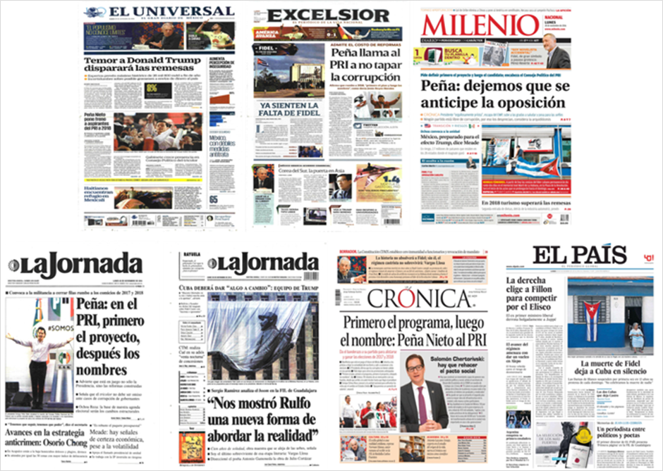 Fidel Castro y EPN en las primeras planas de México y el mundo