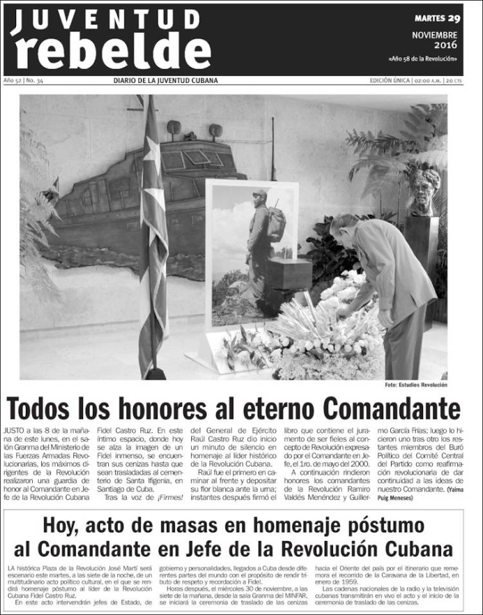 Fidel Castro acapara las primeras planas de México y el mundo - primeras-planas-29-nov-cuba