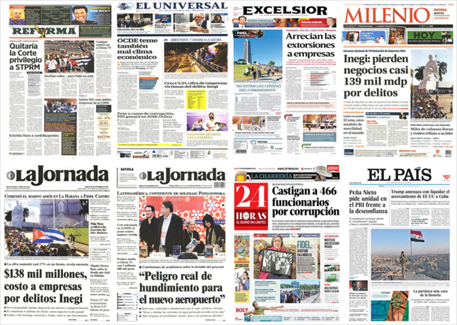 Fidel Castro acapara las primeras planas de México y el mundo