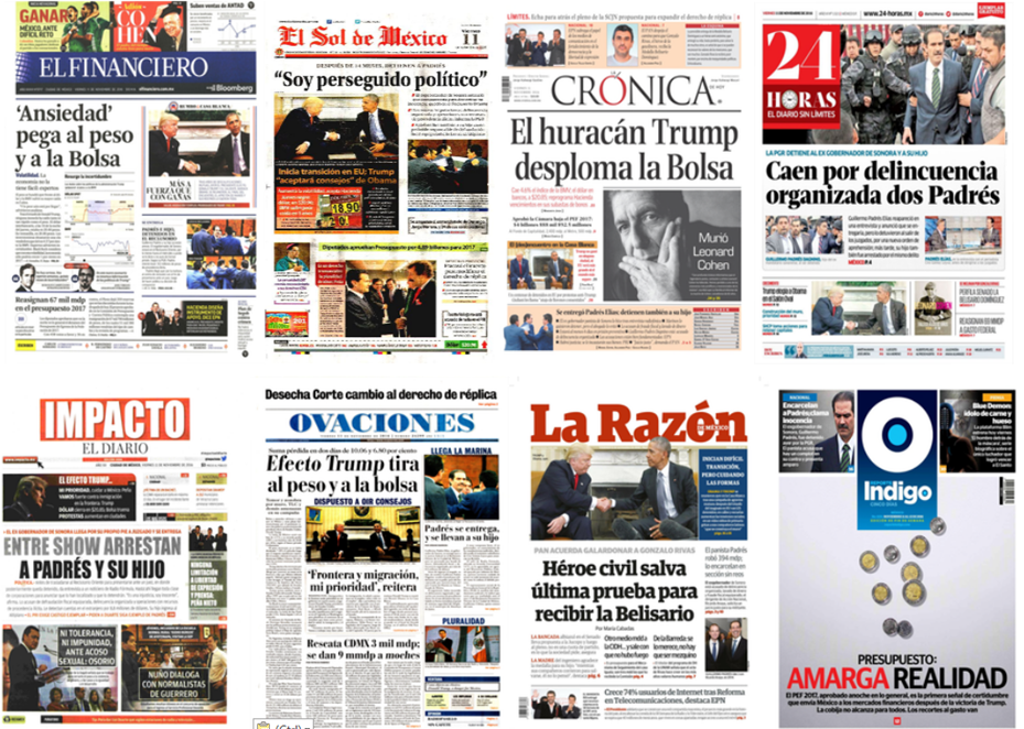 Padrés, Trump y Obama en las primeras planas de México y el mundo - primeras-planas-nov-11-2