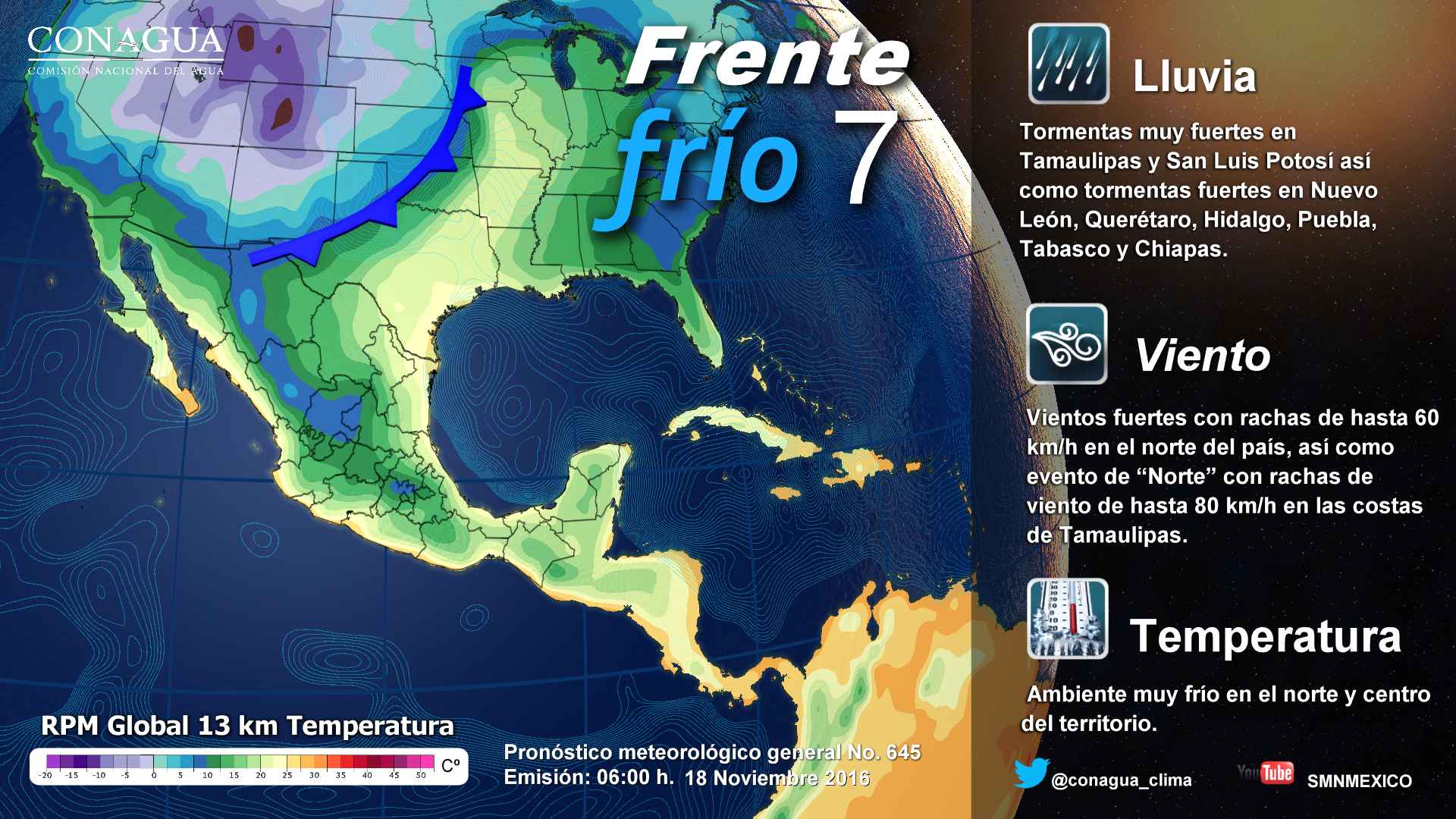Frente frío 7 causará bajas temperaturas en la mayor parte del país - pronostico-1811