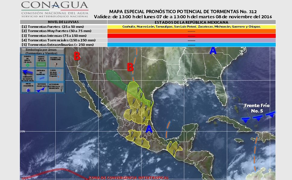 Frente frío 6 generará tormentas fuertes en el norte de México - pronóstico-0811