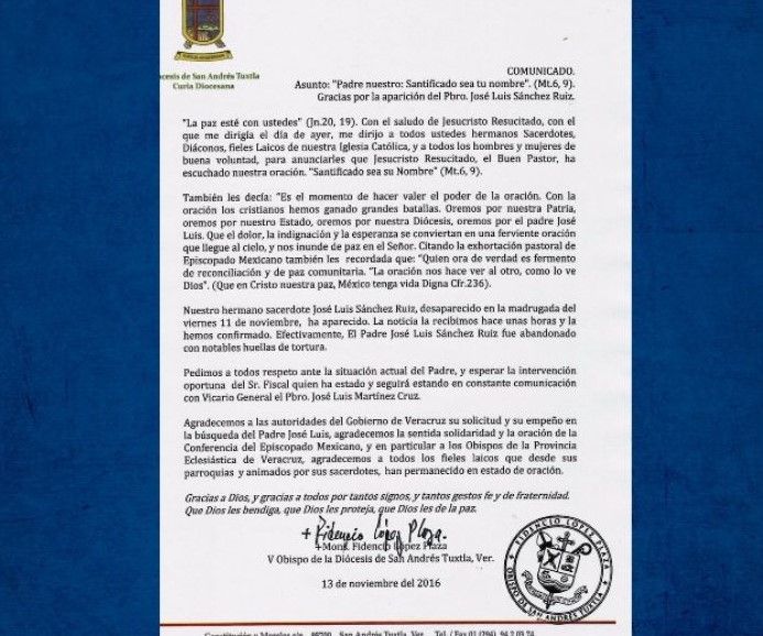 Encuentran con vida a párroco de Catemaco - párroco