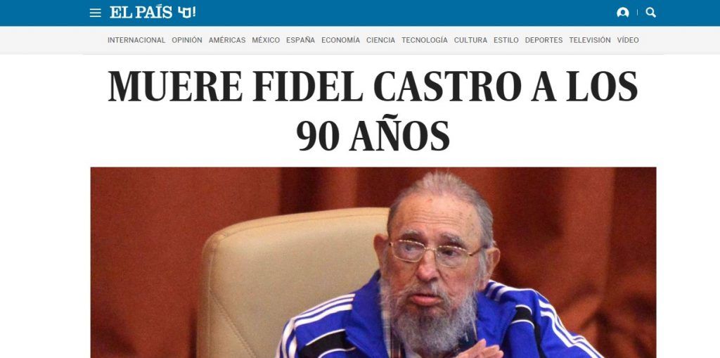 Reacciones a la muerte de Fidel Castro de la prensa internacional - reacciones-el-país-1024x509