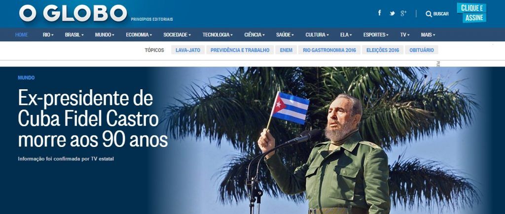 Reacciones a la muerte de Fidel Castro de la prensa internacional - reacciones-oglobo-1024x434