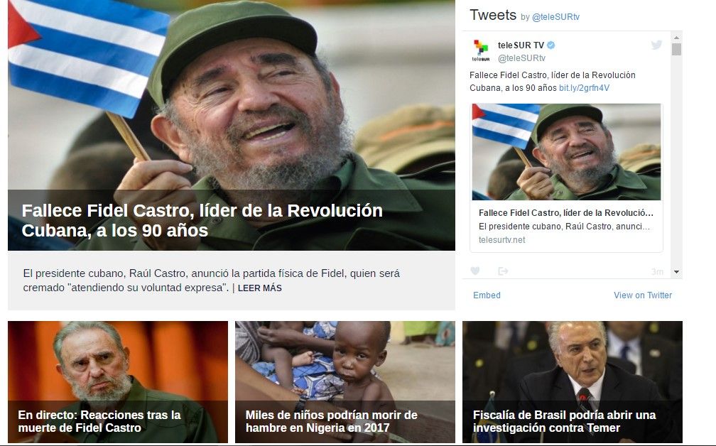 Reacciones a la muerte de Fidel Castro de la prensa internacional - reacciones-telesur