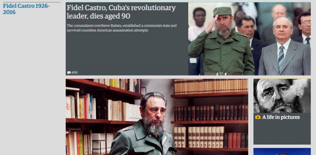 Reacciones a la muerte de Fidel Castro de la prensa internacional - reacciones-the-guardian-1024x504