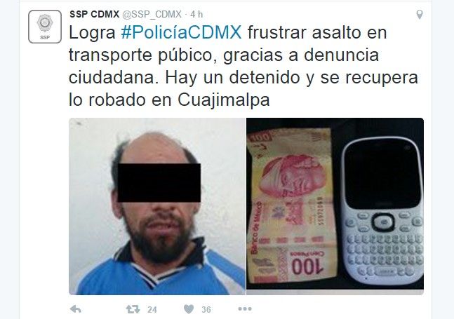 Detienen a ladrón mientras asaltaba transporte público en Cuajimalpa - robo