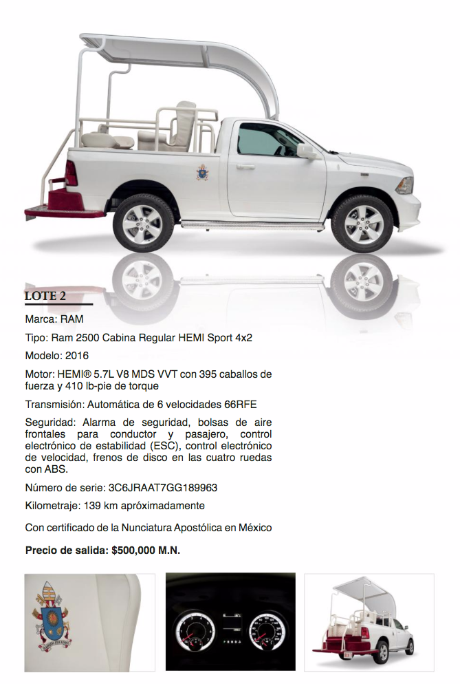 Subastarán Papamóviles en México - subasta-papamoviles-2