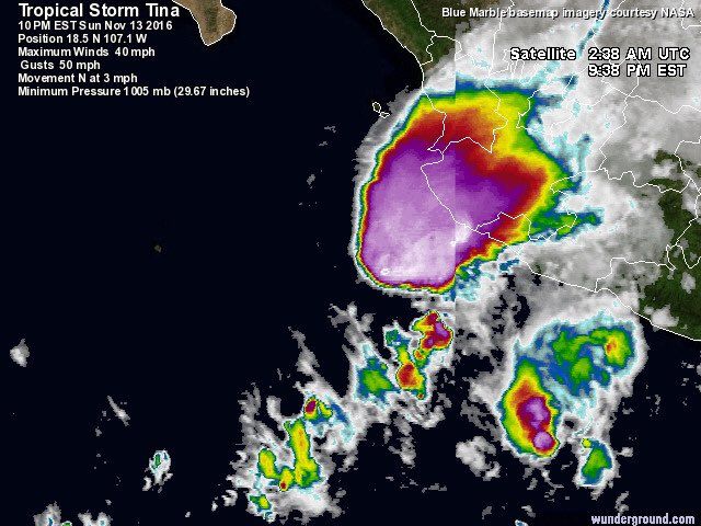 Tormenta tropical 'Tina' se forma en costas de Colima - tomenta-tropical-tina