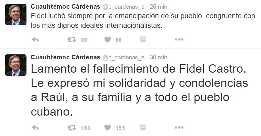 Reacciones a la muerte de Fidel Castro - tuit-cuauhtemoc-cardenas