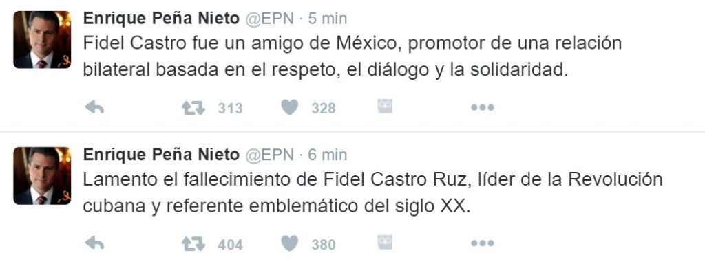 Reacciones a la muerte de Fidel Castro - tuit-epn-1024x384