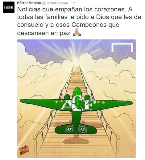 Futbol mexicano se une a las condolencias del Chapecoense - tuit-hector-moreno