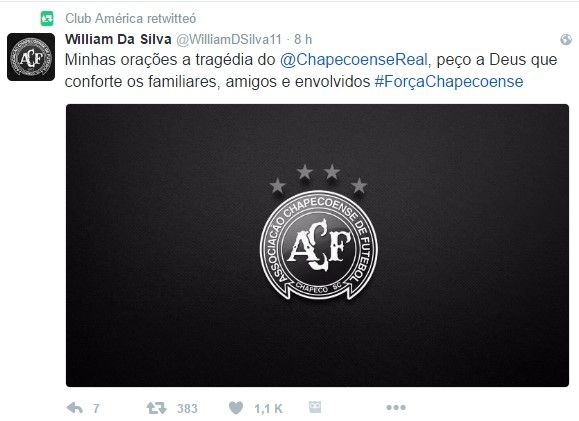 Futbol mexicano se une a las condolencias del Chapecoense - tuit-miguel-samudio