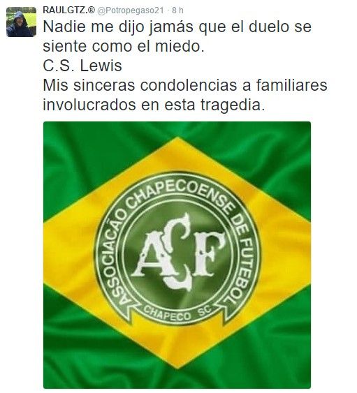 Futbol mexicano se une a las condolencias del Chapecoense - tuit-potro-gtz