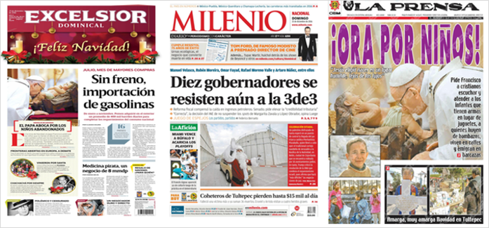 Papa Francisco y la ley 3de3 en los periódicos del domingo