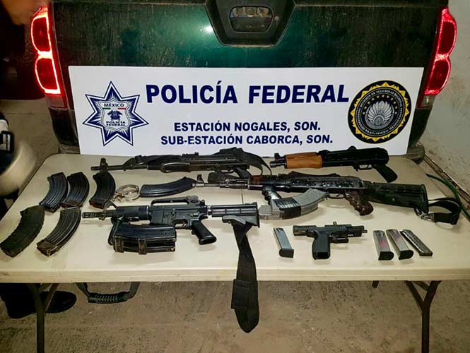 PF decomisa 190 kilos de mariguana y arsenal en Sonora