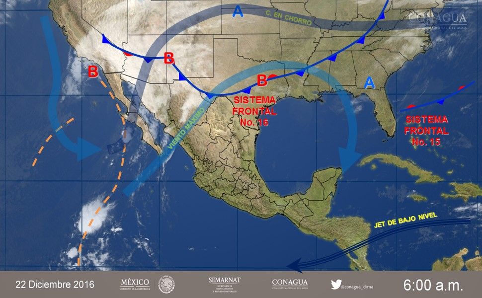 Frente frío 16 provocará clima frío en el norte y noreste del país - 2212