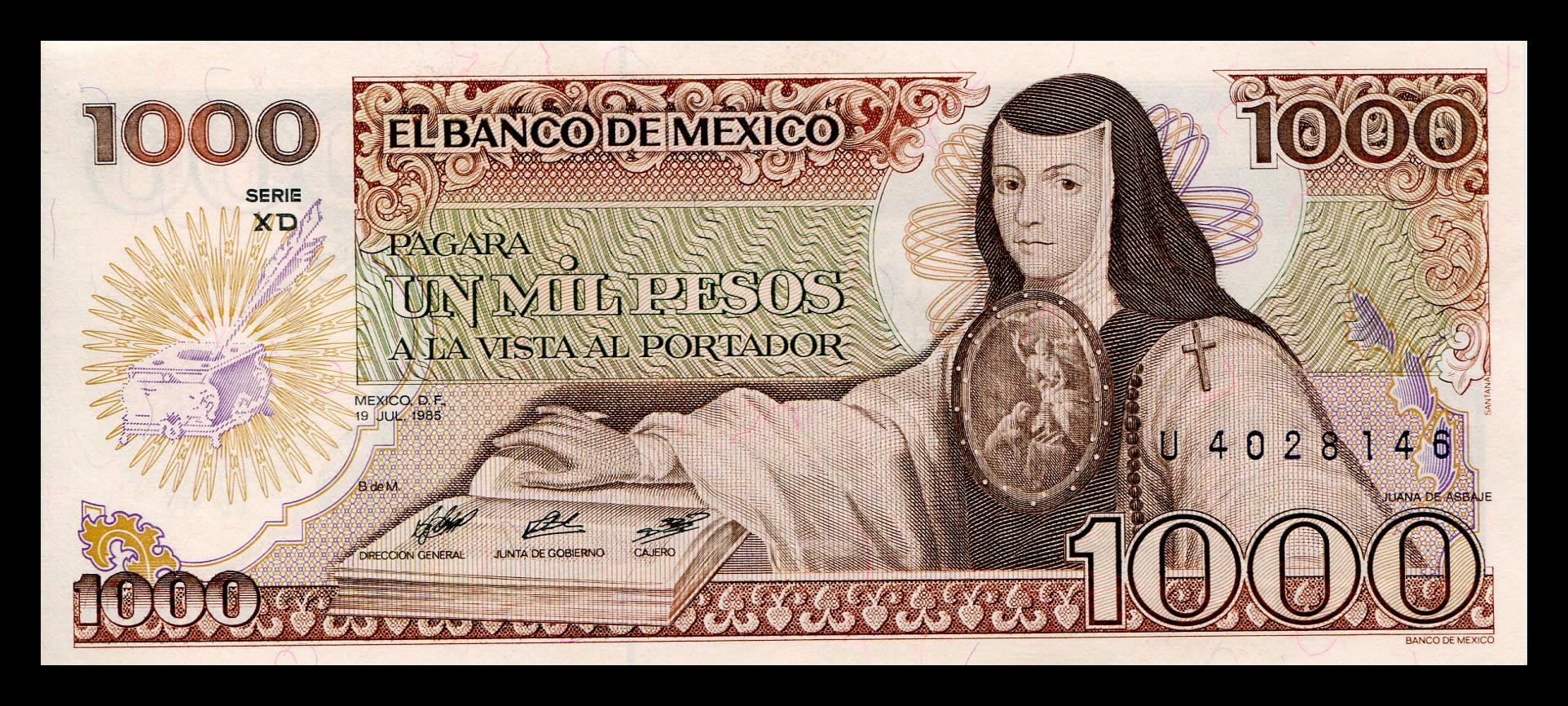 Personajes en los billetes de México - Billete-México-1000-Pesos-Sor-Juana1
