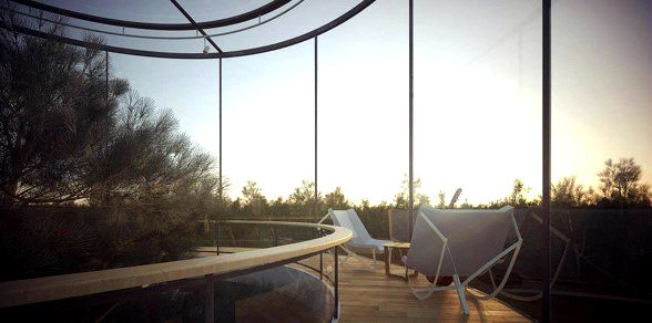 Moderna y autosustentable casa del árbol - a01