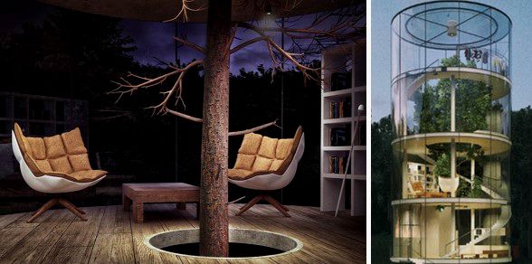 Moderna y autosustentable casa del árbol - a05