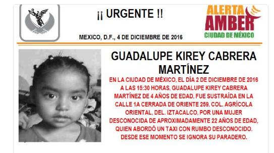 Activan Alerta Amber por menor desaparecida en Iztacalco
