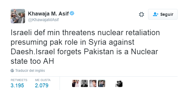 Noticia falsa en internet tensa relaciones entre Israel y Pakistán - asif-pakistan