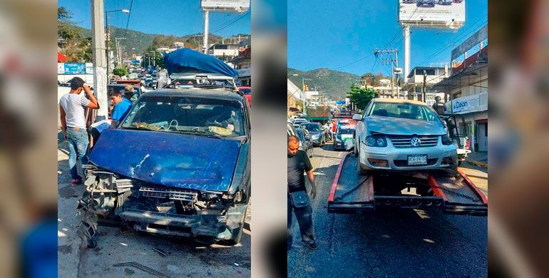 Carambola de diez autos deja dos lesionados en Acapulco - carambola_avenida_farallon_acapulco-2