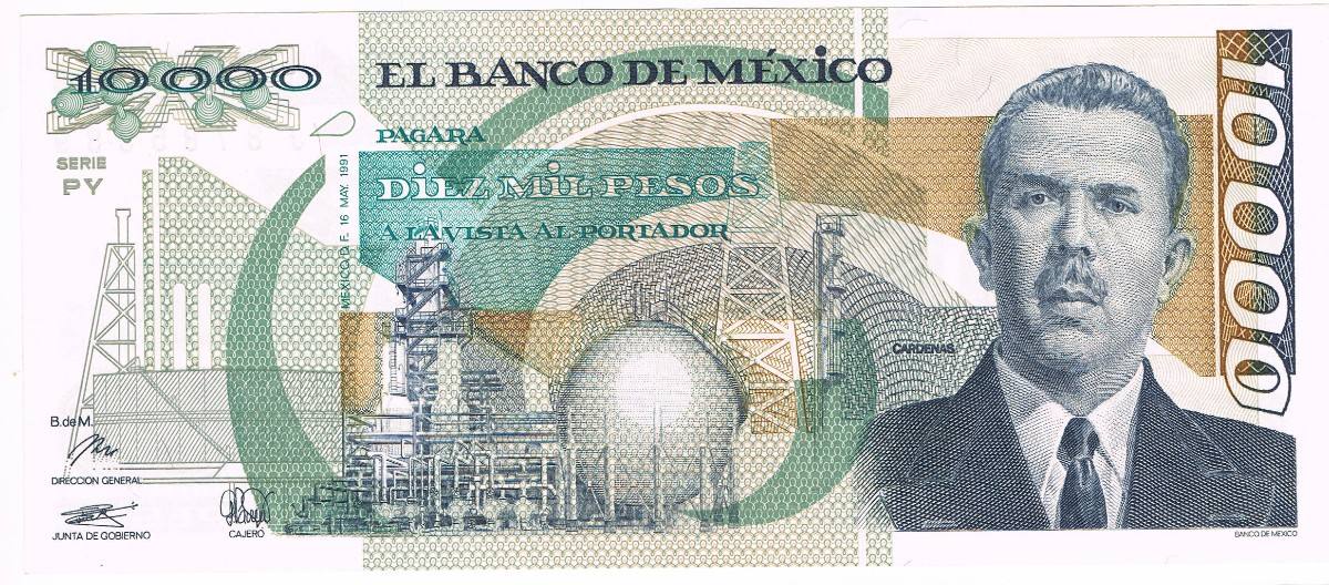 Personajes en los billetes de México - cardenas
