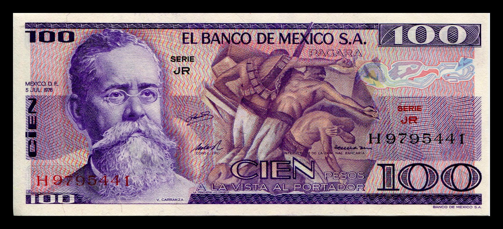 Personajes en los billetes de México - carranza