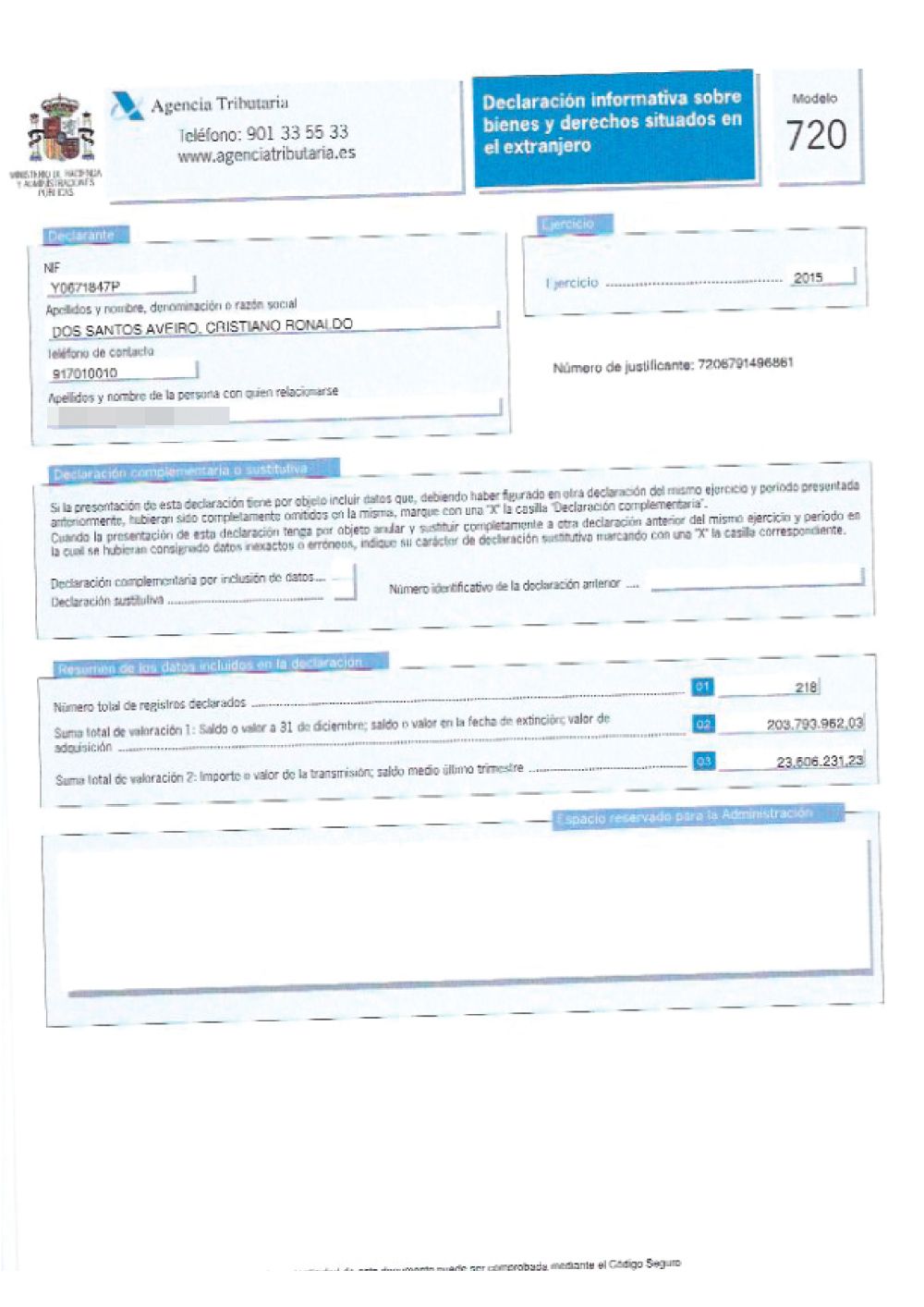 Agencia de Cristiano Ronaldo revela su declaración de impuestos - cristiano-declaracion