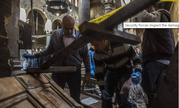 Explosión en iglesia deja 25 muertos en Egipto