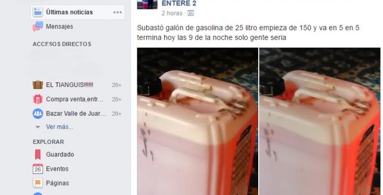 Subastan gasolina en redes sociales debido al desabasto - gasolina-subasta