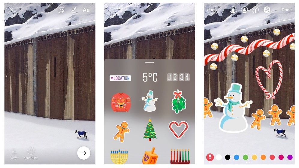 Instagram añade filtros y stickers navideños