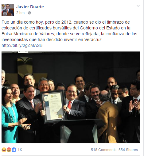 Javier Duarte vuelve a publicar en Facebook - javier-duarte