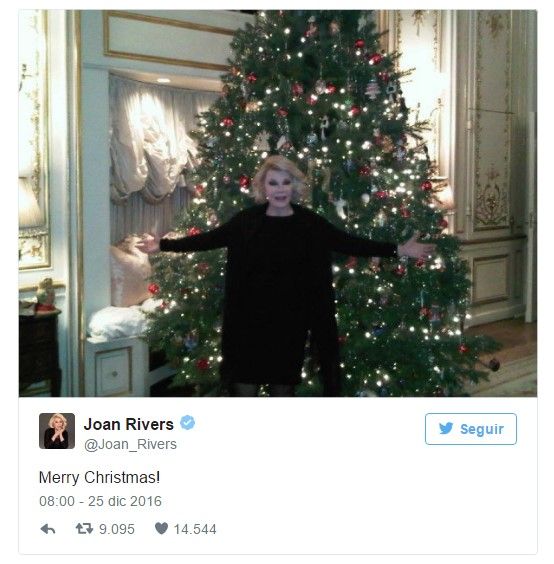 Cuenta de Joan Rivers envía mensaje navideño dos años después de su muerte - joan-rivers