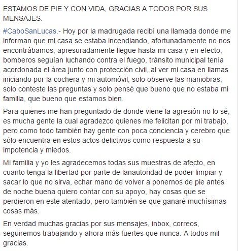 Incendio en casa de reportero en Los Cabos - julio-omar-gonzález