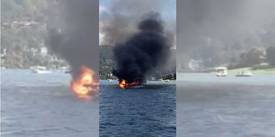 Video: se incendia lancha en Valle de Bravo