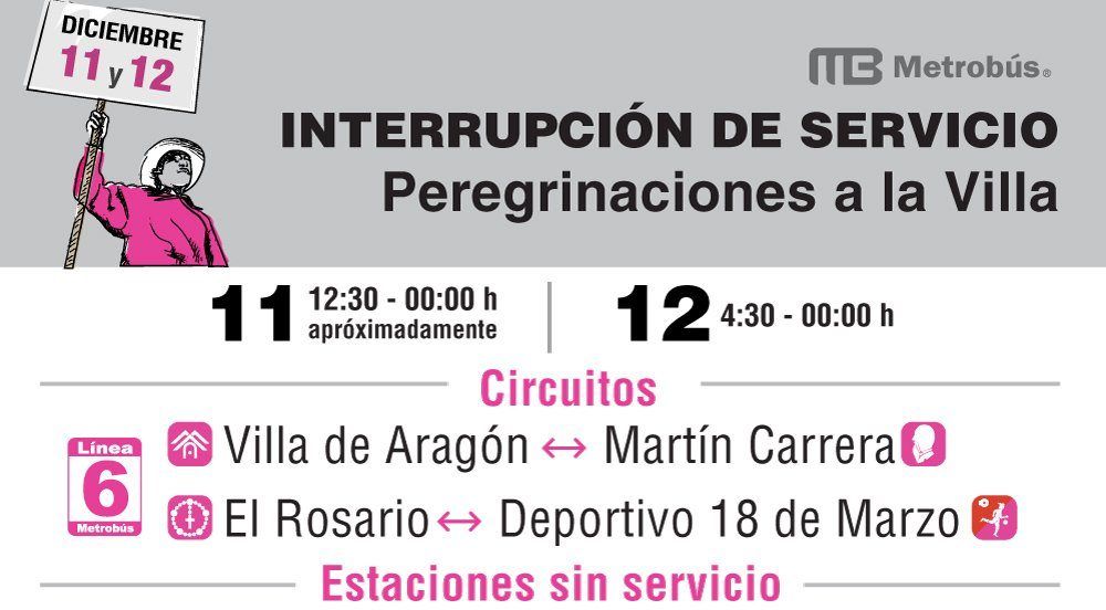 Metrobús anuncia cierre de estaciones por festejos guadalupanos