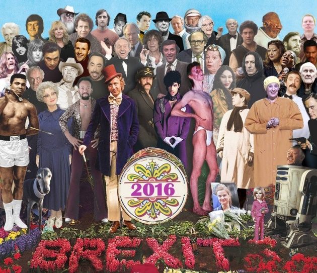 Recrean portada de The Beatles con los famosos que murieron en 2016
