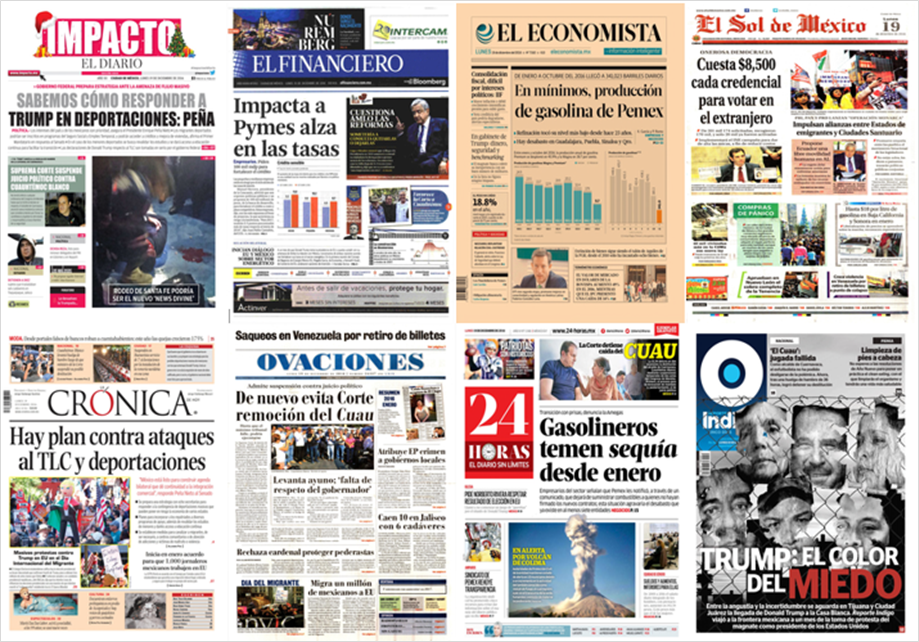 Cuauhtémoc Blanco y Trump en primeras planas del lunes - portadas-19-dic-1