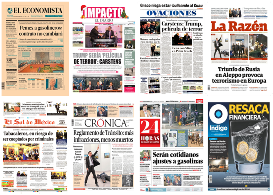 Asesinato de embajador ruso y ataque en Berlín en las primeras planas - portadas-20-dic-1