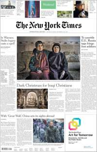 Trump, ONU y EE.UU. en las primeras planas del sábado - portadas-24-nov-nyt