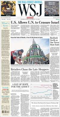 Trump, ONU y EE.UU. en las primeras planas del sábado - portadas-24-nov-wsj