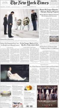 Alza en gasolinas y Carrie Fisher en las primeras planas - portadas-28-dic-tnyt