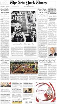 Salvador Cienfuegos y John Glenn en primeras planas del viernes - portadas-9-dic-nyt